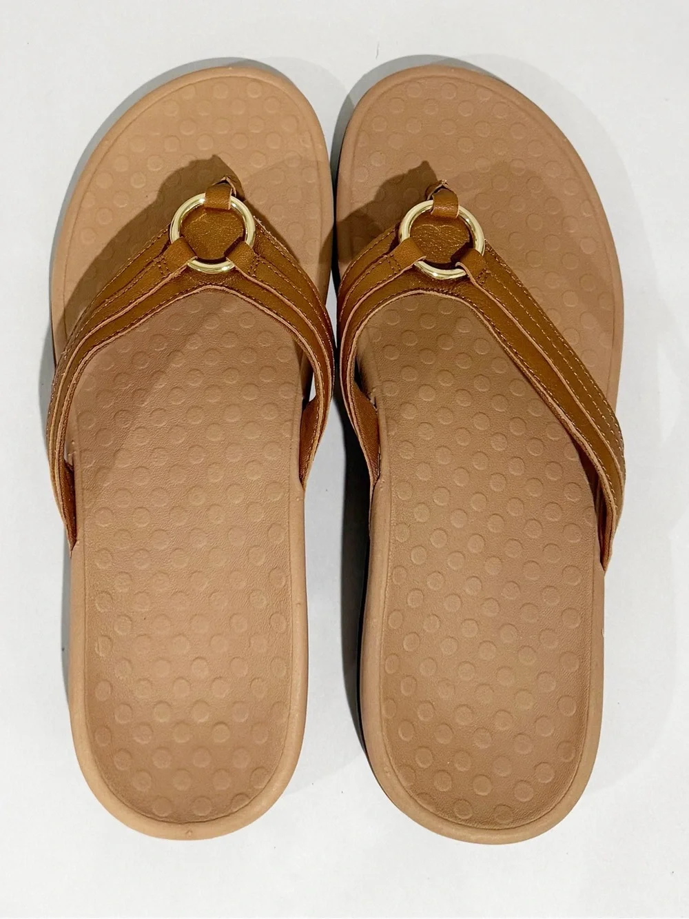 VIONIC Tide Aloe Women's Thong Sandals Mocha Leather NEW Size 10 Comfort Beachy